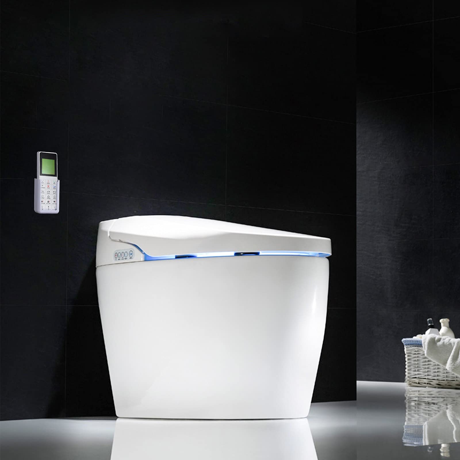 Smart Toilet One Piece Toilet with Heated Seat, Modern Smart Bidet Toilet Auto Flush, Auto Open/Close, Warm Water and Dry, Multi Function Remote Control