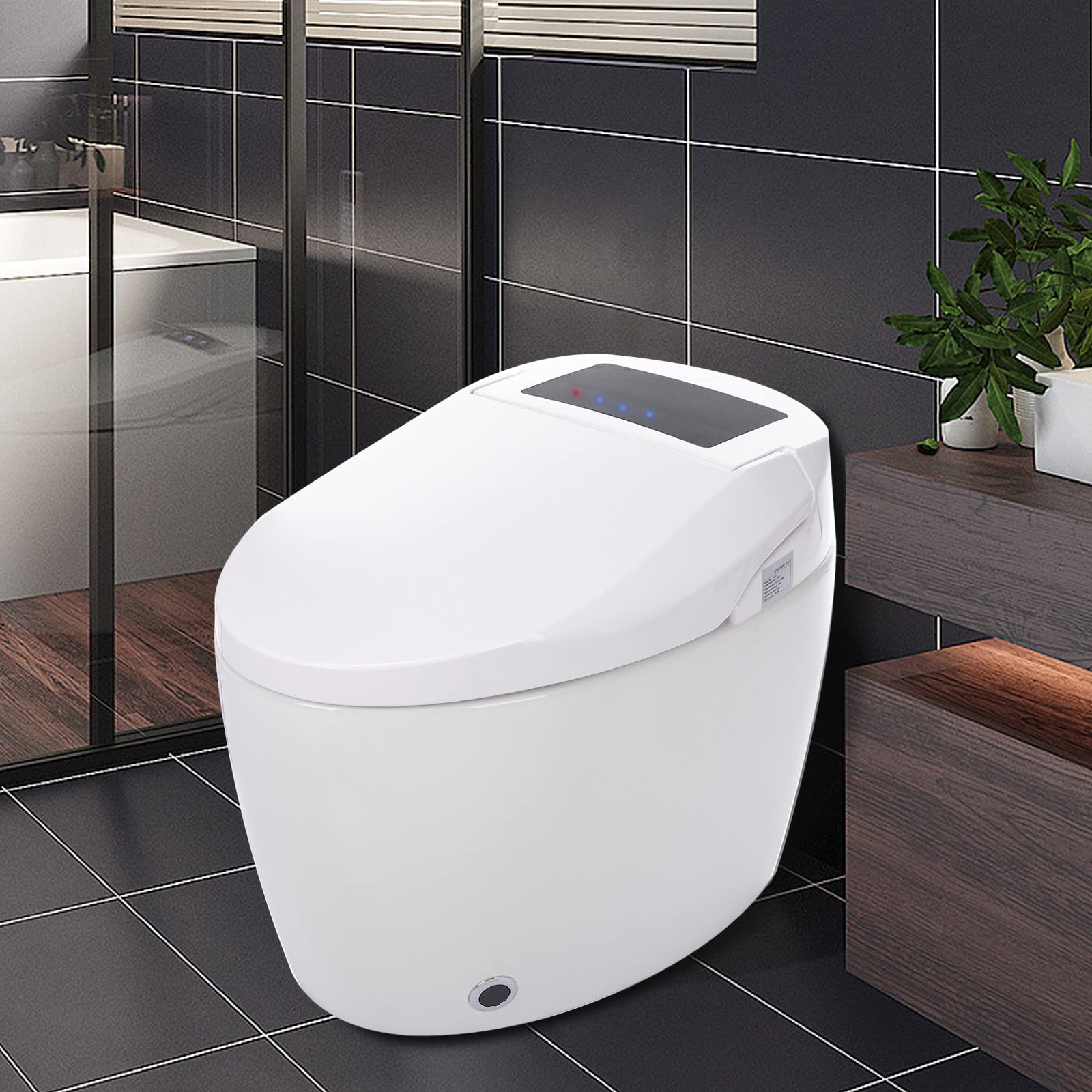 Smart Toilet One Piece Toilet with Heated Seat, Modern Smart Bidet Toilet Auto Flush, Auto Open/Close, Warm Water and Dry, Multi Function Remote Control