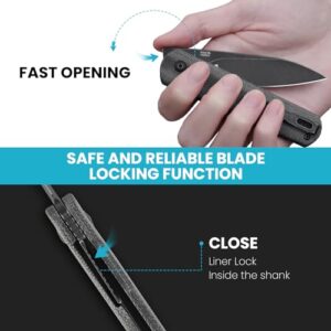 Kizer Feist(XL) Folding Pocket Knife 3.35 Inches 154CM Blade Steel EDC Knife Black Micarta Handle V4499C2