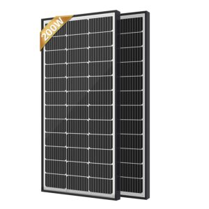 JJN 200 Watt Solar Panel 2 Pack of 100 Watt Solar Panels kit with 1100w Power Inverter,20A Solar Charge Controller,8 Units Z Bracket for Boat, Caravan, RV and Other Off Grid Applications