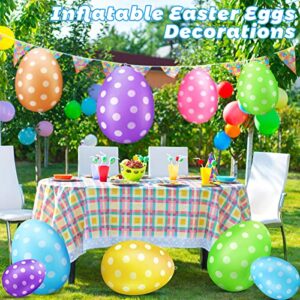 12 Pack Inflatable Easter Eggs Decorations Easter Inflatables Outdoor Decor Kids Toys Colorful Eggs Inflatable Easter Eggs Ornaments for Yard, Lawn, Garden, Party (16 Inch)