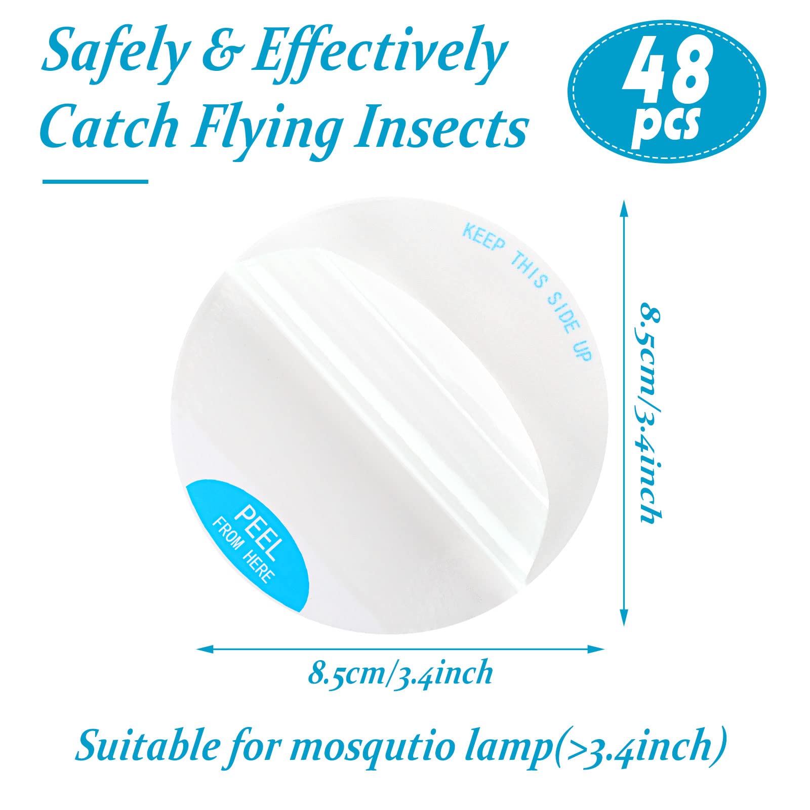 48 Pcs Fly Trap Refill Glue Boards for Mosquito Zapper 3.4" Indoor Insect Trap Refills Glue Pads Flea Trap Replacement Sticky Pads for Mosquitoes Lamp Compatible with 3.4" Katchy Duo Mosquito Killer