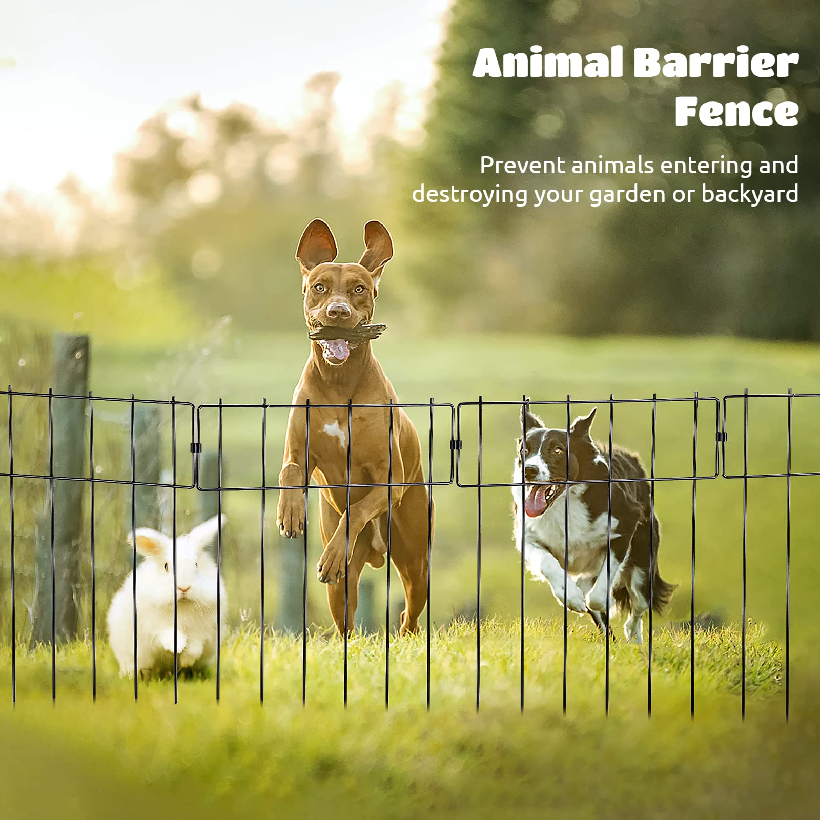 20 Pack Animal Barrier Fence: Decorative Garden Fence No Dig|Rustproof Metal Wire Fencing Border Animal Barrier for Dog Rabbits Ground Stakes Outdoor Yard Patio - Total Length 17 in(H) X 21.6 Ft(L)