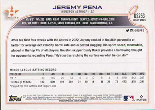 2022 Topps Update #US253 Jeremy Pena NM-MT RC Rookie Houston Astros Baseball