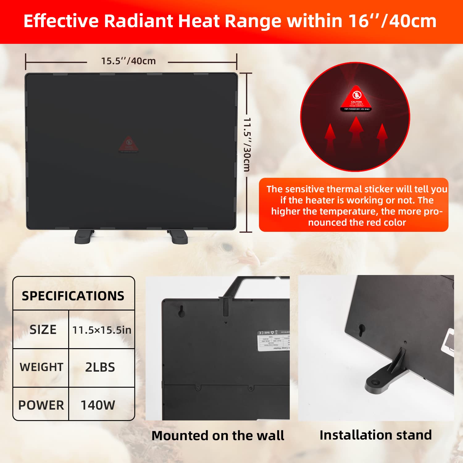 Chicken Coop Heater 140 Watts Safer Than Brooder Lamps