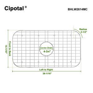 CIPOTAL 26.1 in. x 14.1 in. Centre Drain Sink Protector with Supersoft Silicone Feet in 304 Grade Stainless Steel