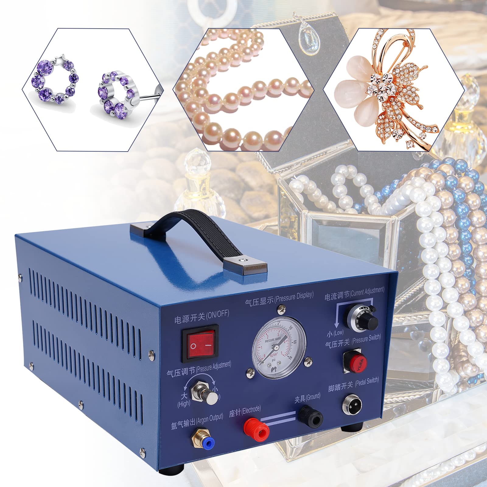 Jewelry Pulse Argon Spot Welder,Automatic Jewelry Spot Welder 800W Portable Pulse Sparkle Jewelry Welder for Gold Silver Platinum with Foot Pedal (style 1)