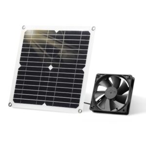 sunyima solar panel fan kit, 12w weatherproof with dc fan for small chicken coops, greenhouses, sheds,pet houses, window exhaust (single fan)
