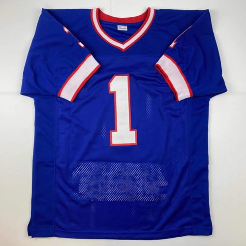 Autographed/Signed Bill Parcells New York Blue Stat Football Jersey JSA COA