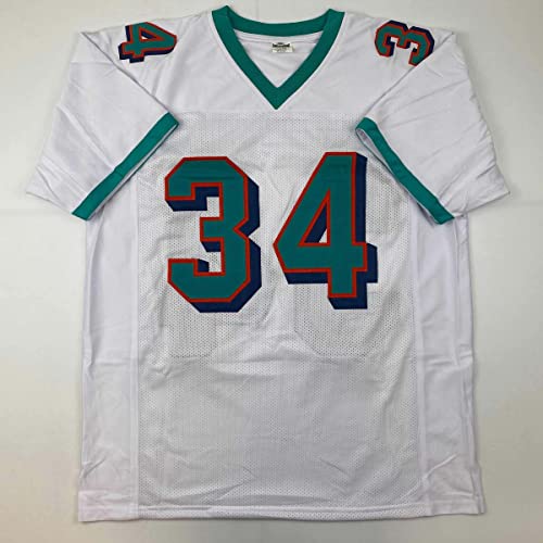 Autographed/Signed Ricky Williams Smoke Weed Everyday Inscribed Miami White Football Jersey JSA COA