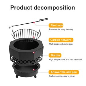 Fire Pit Set, Bonfire Fire Pit, Fire Pit Bowl, Wood Burning Brazier for Outside Outdoor Small Bonfire Pit Steel Firepit Bowl for Patio Camping Backyard Deck Picnic Porch (S-Black)