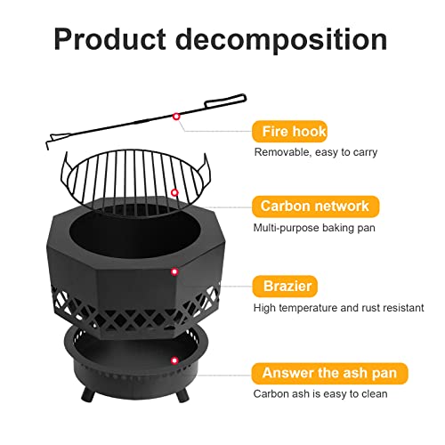 Fire Pit Set, Bonfire Fire Pit, Fire Pit Bowl, Wood Burning Brazier for Outside Outdoor Small Bonfire Pit Steel Firepit Bowl for Patio Camping Backyard Deck Picnic Porch (S-Black)