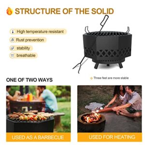 Fire Pit Set, Bonfire Fire Pit, Fire Pit Bowl, Wood Burning Brazier for Outside Outdoor Small Bonfire Pit Steel Firepit Bowl for Patio Camping Backyard Deck Picnic Porch (S-Black)