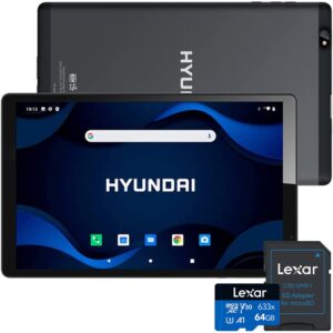 hyundai ht10wb2msg01 hytab plus 10wb2 10 inch tablet, hd ips, 3gb/32gb, space grey bundle with lexar high-performance 633x microsdhc/microsdxc uhs-i 64gb memory card