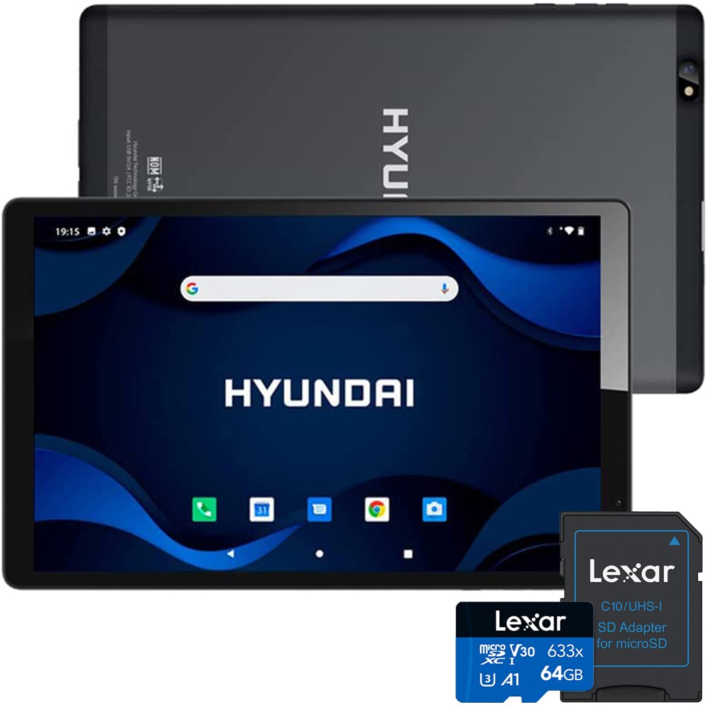 HYUNDAI HT10WB2MSG01 HYtab Plus 10WB2 10 inch Tablet, HD IPS, 3GB/32GB, Space Grey Bundle with Lexar High-Performance 633x microSDHC/microSDXC UHS-I 64GB Memory Card