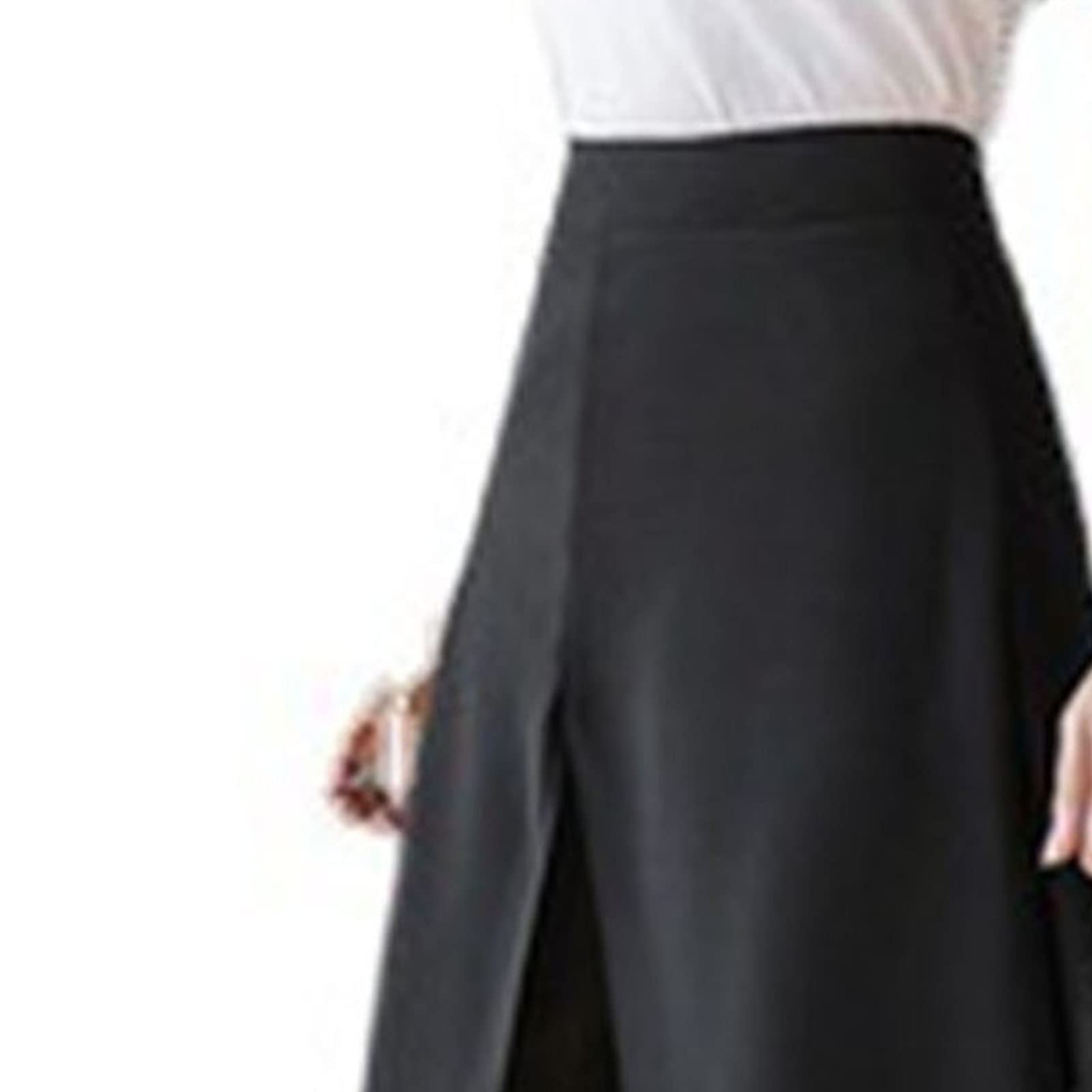 Maiyifu-GJ Women's Wide Leg Chiffon Dress Pant High Waist Elegant Wide Leg Trousers Casual Elastic Waist Flowy Flare Pants (Black,Large)