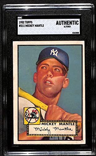 #311 Mickey Mantle - 1952 Topps Baseball Cards (Star) Graded SGC A - Baseball Slabbed Autographed Vintage Cards