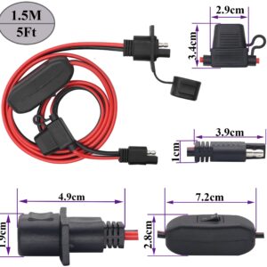 AAOTOKK SAE to SAE Solar Power Outlet Sidewall Port Cable,12AWG Weatherproof SAE Quick Connect Solar Panel Mount Universal Recessed with 20A Fuse Cable for Generator Battery Charger(1.5M/5ft-1Pack)