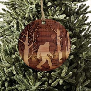 winter sasquatch bigfoot - cedar ornament