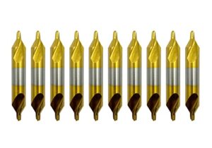 delitongude 10pcs of 3.0mm center drill bits set,high speed steel titanium coating drill bits kit countersink tools for spotting lathe metalworking(3.0mm)