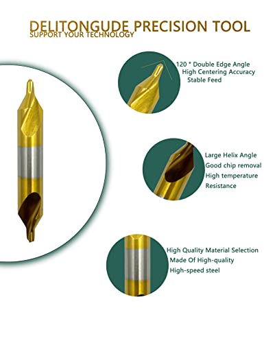 DelitonGude 10pcs of 3.0mm Center Drill Bits Set,High Speed Steel Titanium Coating Drill Bits Kit Countersink Tools for Spotting Lathe Metalworking(3.0mm)