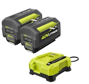 ryobi 40v lithium-ion 6.0 ah high capacity battery and rapid charger starter kit (2-batteries)