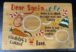 personalized santa cookie serving tray/cutting board full color (13.75" x 9.75" w/handle)