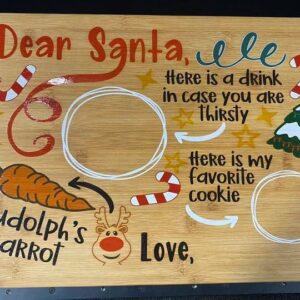 Personalized Santa Cookie Serving Tray/Cutting Board Full Color (13.75" x 9.75" w/Handle)