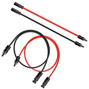 wbgadam 10awg (6mm²) solar extension cable 3 feet with female and male connector solar panel extension cable wire adaptor kit tool (3ft red + 3ft black)