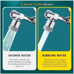 New Rotating 1080° Robotic Arm Faucet -【Universal Model】Splash Filter Faucet, Large Angle Rotating Robotic Arm Water Nozzle Faucet Adaptor w/ 2 Water Outlet Modes, Faucet Extender for Face Wash (1)