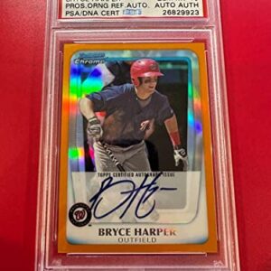 Bryce Harper 2011 Bowman Chrome Rookie Orange Refractor Autograph /25 Psa 10 - Baseball Slabbed Autographed Cards