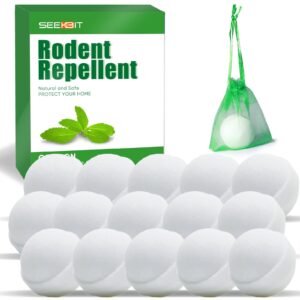 seekbit 15 pack white rodent repellent peppermint oil to repels mice and rats spider and other rodents, rat repellent for home garages rv closets trucks car engines, mouse deterrent for keep mice out