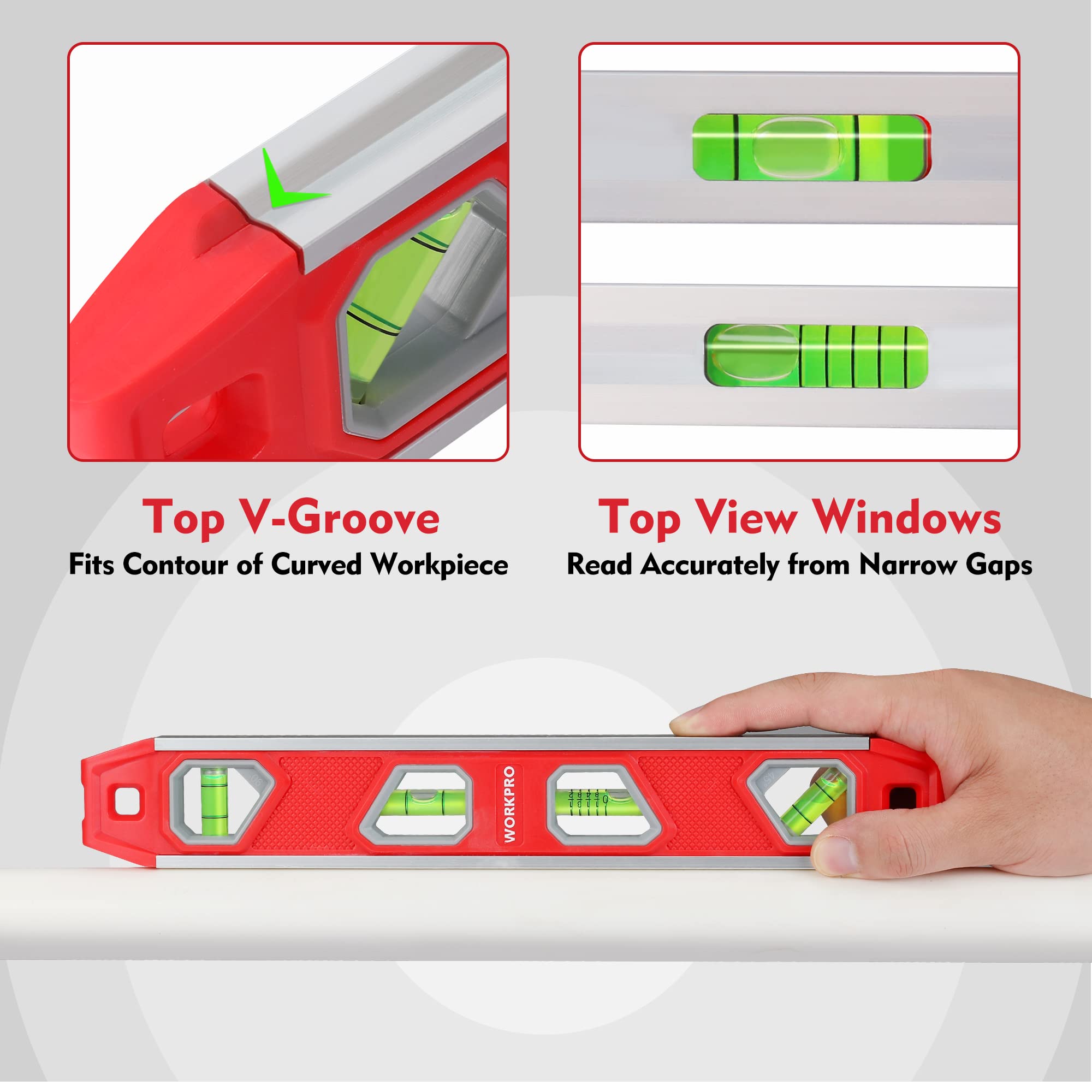 WORKPRO 12 Inch Magnetic Torpedo Level + 10 Inch Torpedo Level