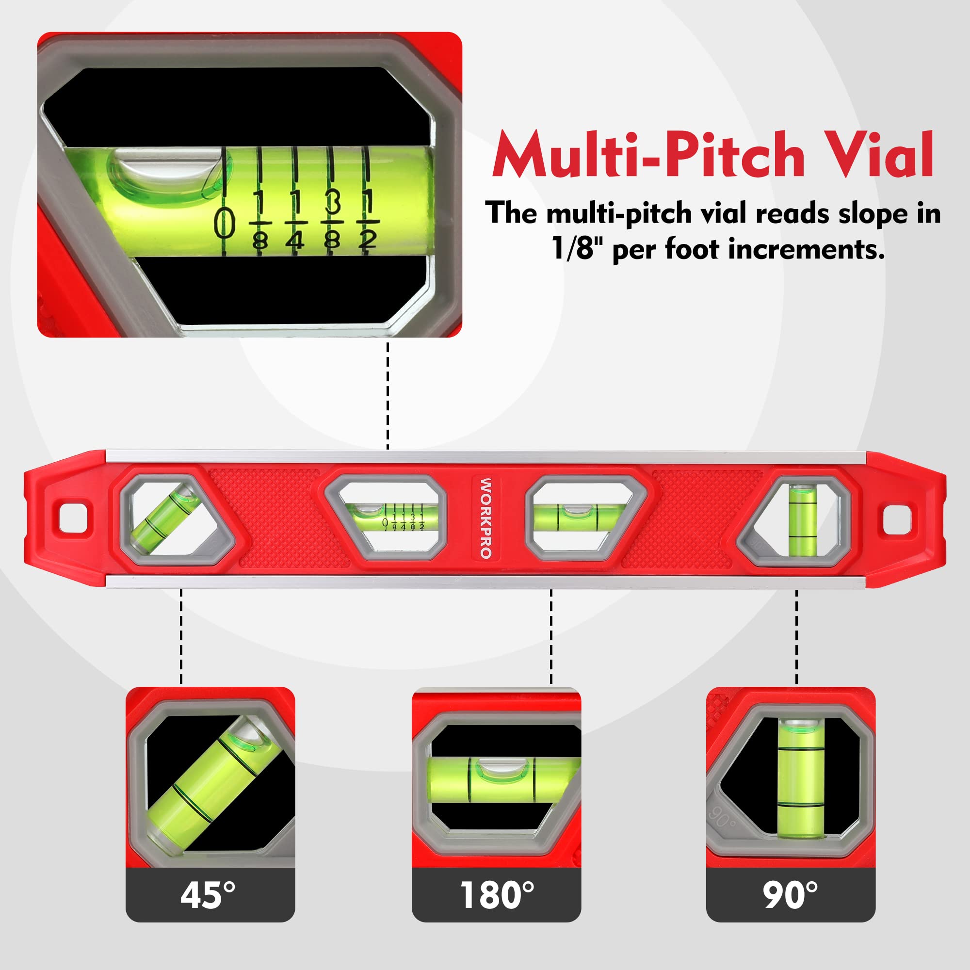 WORKPRO 12 Inch Magnetic Torpedo Level + 10 Inch Torpedo Level