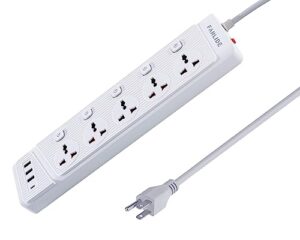 fanlide universal power strip with usb c, 5 outlets 3 usb and 1 usb c ports, 6.5ft power cord circuit breaker