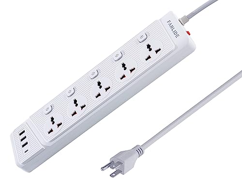 FANLIDE Universal Power Strip with USB C, 5 Outlets 3 USB and 1 USB C Ports, 6.5ft Power Cord Circuit Breaker