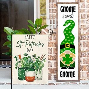 AVOIN colorlife Happy St Patricks Day Lucky Shamrock Garden Flag 12x18 Inch Double Sided, 17 March Mason Jar Yard Outdoor Flag