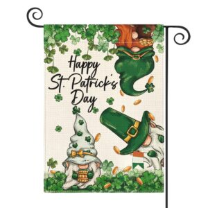 avoin colorlife happy st patricks day gnome garden flag 12x18 inch double sided, leprechauns shamrock 17 march welcome yard outdoor flag