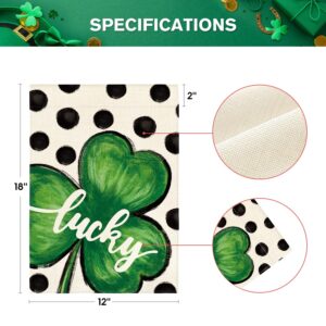 AVOIN colorlife St Patricks Day Lucky Shamrock Garden Flag 12x18 Inch Double Sided, Polka Dot 17 March Yard Outdoor Flag