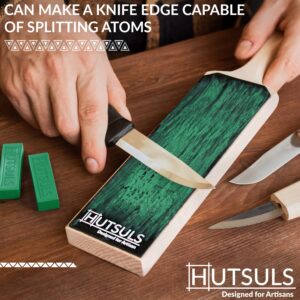 Hutsuls Knife Stropping Compound with Case - (2-Pack, Total 5 Oz) Get Razor-Sharp Edges with Knife Polishing Compound, Green Buffing Compound Bars are Easy to Use with Leather Strop Compound Guide