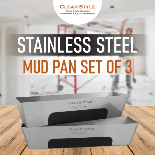 Clear Style Stainless Steel Mud Pan 14" 3 Pack