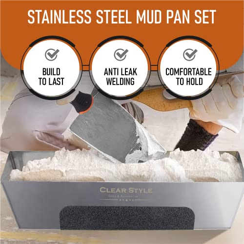 Clear Style Stainless Steel Mud Pan 14" 3 Pack