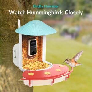 NETVUE Birdfy Hummee - Hummingbird Feeder Perch, Compatible with Birdfy, Attract Hummingbirds, 18.3 oz Capacity, 2 in 1 Bird Feeder, Ideal Gift for Hummingbird Lovers (A Feeder)