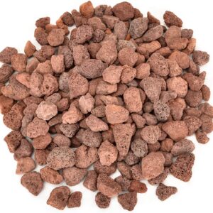 Kleuete Lava Rocks 10 Pounds for Fire Pit, BBQ, Natural Gas, Grill, Natural Decorative Landscaping (1/2" - 1") Red