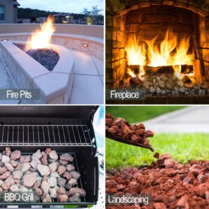 Kleuete Lava Rocks 10 Pounds for Fire Pit, BBQ, Natural Gas, Grill, Natural Decorative Landscaping (1/2" - 1") Red