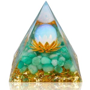 orgone pyramid crystal healing stone energy generator healing crystals chakra crystal healing meditation crystal sphere orgonite pyramid crystal women gift (green aventurine&white jade)