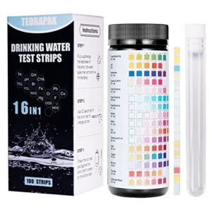 16 in 1 water testing kits for drinking water, 100 pcs drinking water test kit, tap and well water test strips with hardness, ph, mercury, lead, iron, chromium/cr and more