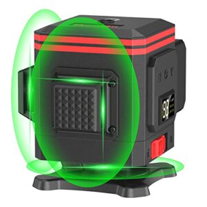 seesii 12 lines Laser Level Self Leveling 3x360° 3D 150FT Green Cross Line Laser Level with pulse mode for Construction/DIY Picture Hanging Remote Controller Rechargeable battery Magnetic Stand