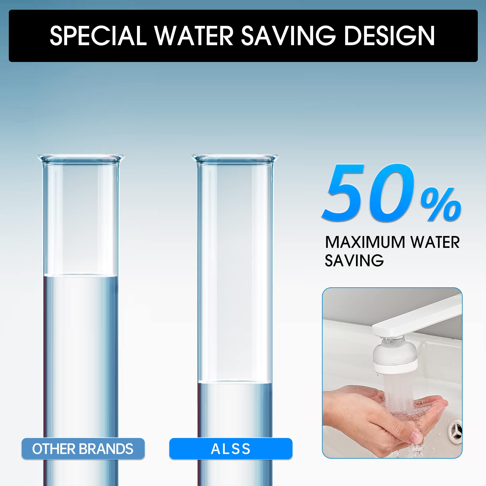 ALSS-AL Faucet Water Filter Faucet Mount Filters Purifier Kitchen Tap Filtration Activated Carbon Removes Chlorine Fluoride Heavy Metals Hard Water for Home Kitchen&Bathroom