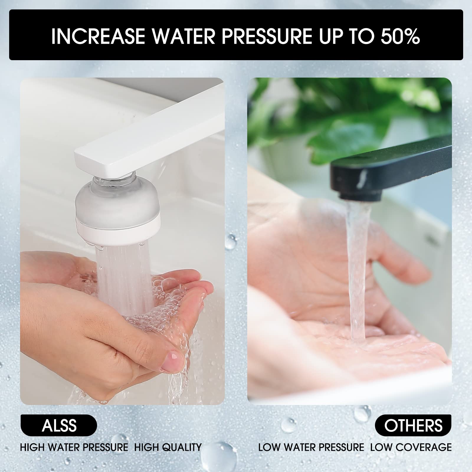 ALSS-AL Faucet Water Filter Faucet Mount Filters Purifier Kitchen Tap Filtration Activated Carbon Removes Chlorine Fluoride Heavy Metals Hard Water for Home Kitchen&Bathroom